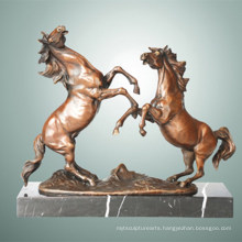 Animal Bronze Sculpture Double Horses Carving Deco Brass Statue Tpal-255